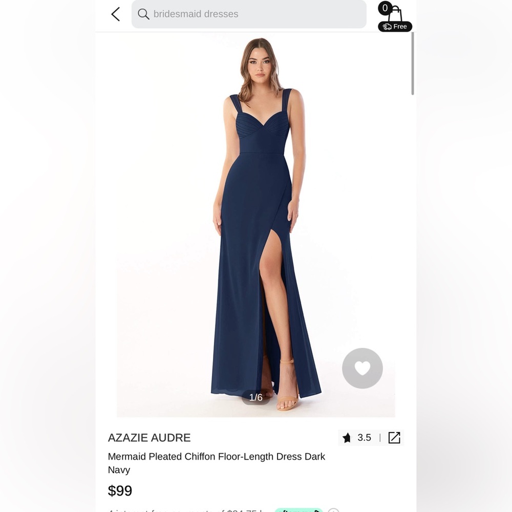 Azazie Audre Dark Navy size 10A
